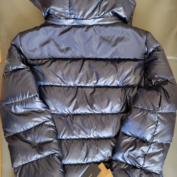 Donna Karen NewYork puffer jacket women's medium navy NWT  zip on off ho… - Picture 2 of 13